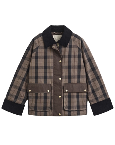 Gant - Checked Waxed Jacke - Faded Taupe